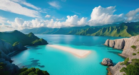 Fototapeta premium Aerial perspective of a renowned beach, recognized as one of the most stunning beaches.