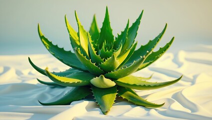 Obraz premium Aloe vera plant set against a white background.