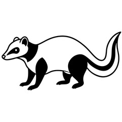 Fototapeta premium Coati Animal silhouette vector black outline, white background