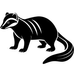 Fototapeta premium Coati Animal silhouette vector black outline, white background