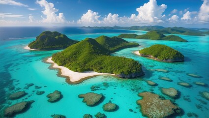 Fototapeta premium Aerial perspective of coral reef