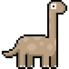 Cartoon pixel brachiosaurus dinosaur character.