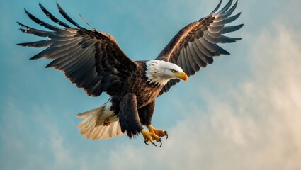 Obraz premium Bald Eagle performing aerial acrobatics