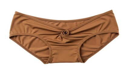 Stylish brown swimwear bottom with a twist detail.