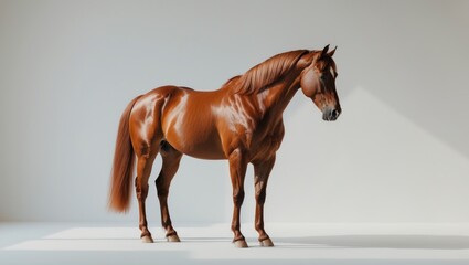 Obraz premium Bay horse on a white background, isolated.