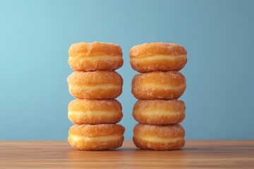 Stacked Donuts with a Bite Taken Out