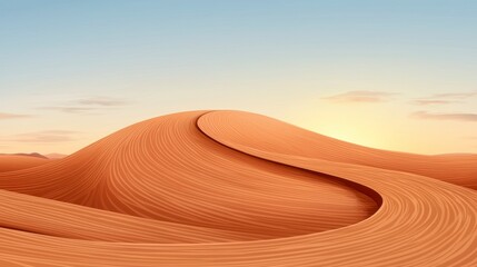 Naklejka premium Serene Sunset Over Orange Sand Dunes Desert Landscape