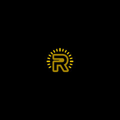 Fototapeta premium Electric letter R logo icon isolated on dark background