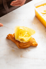 croissant making in french bakery