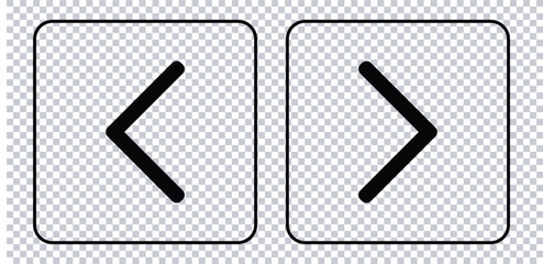 Left, right or back, next icon button vector. Back, Next Button Icon. Previous, Forward Buttons. Arrows icons left and right on a transparent background. 