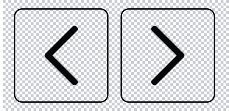 Left, right or back, next icon button vector. Back, Next Button Icon. Previous, Forward Buttons. Arrows icons left and right on a transparent background. 