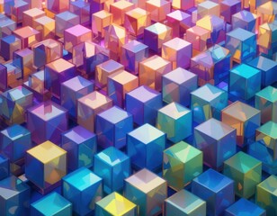 Obraz premium Abstract Background of Colorful Glass Cubes Vibrant 3D Render of Geometric Shapes