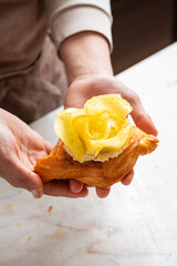 croissant making in french bakery
