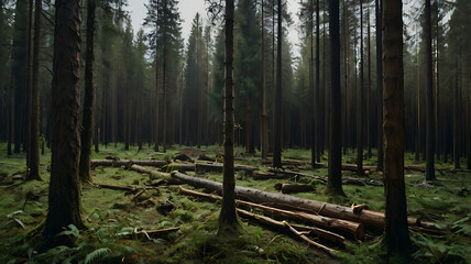 Tranquil Woodland Path in Sunlit Forest - Explore the Vibrant Green Serenity of Nature