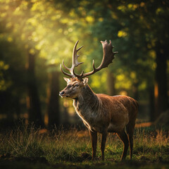 deer spotted in the forest in morning hours.