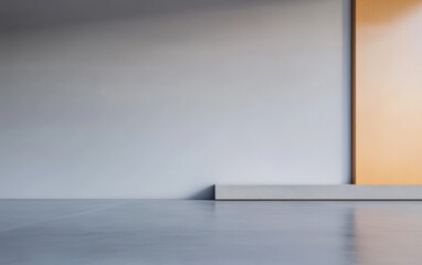 Modern minimalist interior space with clean lines and soft lighting