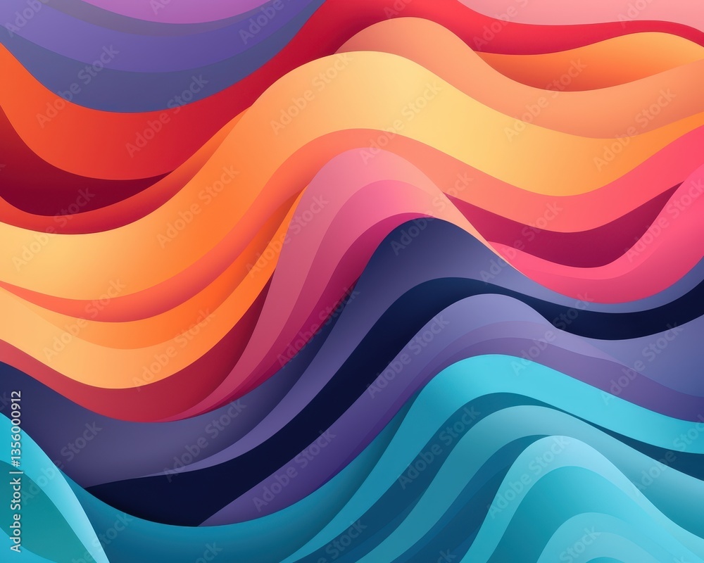 Wall mural wavy abstract color layers gradient background