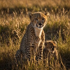 Naklejka premium cheetah in serengeti national park