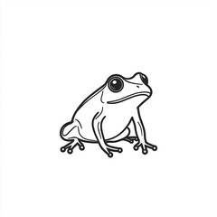 Obraz premium Minimalistic Line Art Illustration of a Frog with Big Eyes
