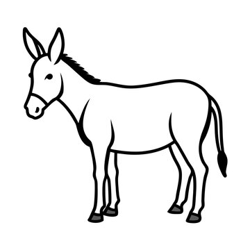 black and white donkey standing clip art preview