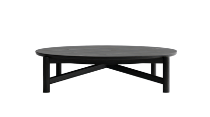 a modern, minimalist black coffee table against. isolated on transparent background	