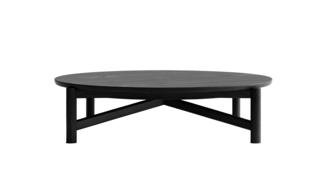 a modern, minimalist black coffee table against. isolated on transparent background	
