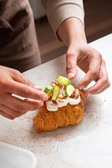 croissant making in french bakery
