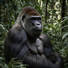 Obraz premium Tiger Staring Through Tall Grass.