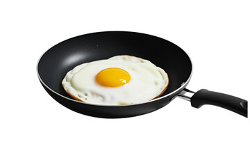 fried egg in pan, sunny side up, white background, isolated, no background