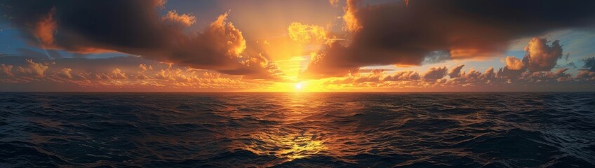 offshore sunset view hd wallpaper for mobile and desktop, golden sunset view, beautiful sky clouds and ocean