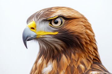 Naklejka premium Majestic golden eagle displaying sharp gaze and vibrant feathers in natural light
