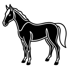 Obraz premium Even ting Horse silhouette vector black outline, white background