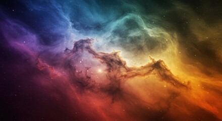 Fototapeta premium Multicolor Nebula with Fiery Orange Clouds