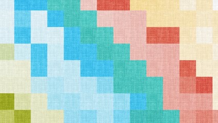 Abstract pixelated background featuring a mix of soft pastel colors with a woven fabric texture effect.  
