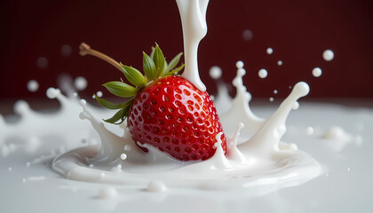 Obraz premium strawberry in milk splash
