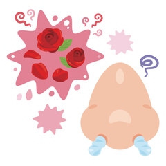 強い香りに反応する鼻のイラスト