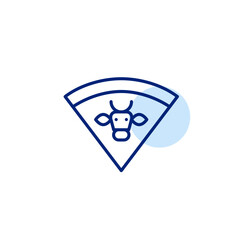 Pizza with beef. Delivery, takeaway fast food. American or Italian cuisine. Pixel perfect, editable stroke vector icon