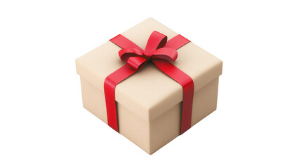 Fototapeta premium a beautifully wrapped gift box in a neutral color with a vibrant red ribbon and bow symbolizing celebration and generosity