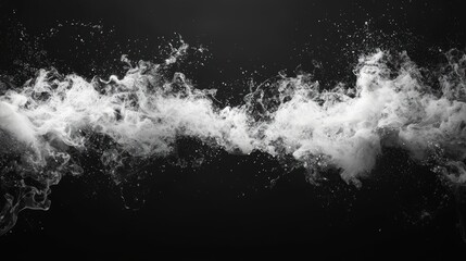 Organic White Ink Splatters Swirling Across a Dark Background