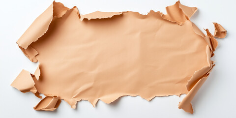 Torn paper with blank space for text on a white background top-view