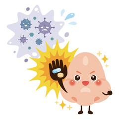 ウイルスを薬剤で治療して元気になる鼻のキャラクターイラスト