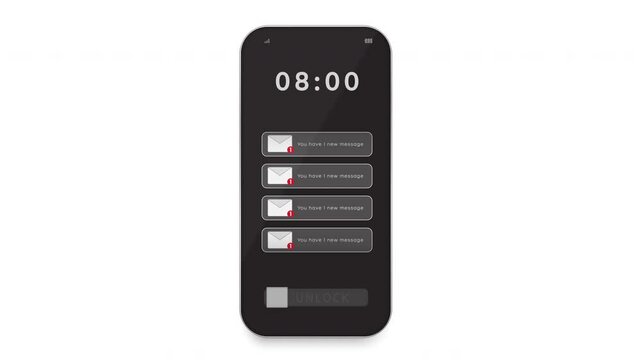 The phone screen is full of notifications from chat messages and inbox.And there are conversation symbols and letter icons.