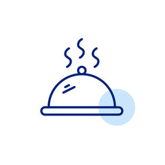 Domed restaurant tray. Room service cloche. Menu and food delivery. Pixel perfect, editable stroke vector icon