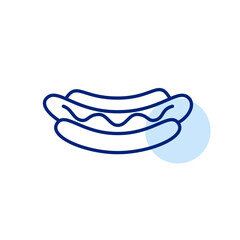 Hot dog in buns. Fast food and takeaway. Pixel perfect, editable stroke vector icon