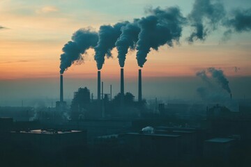 smoke from a factory at dusk