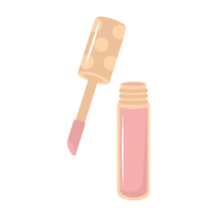 Lip gloss. Makeup cosmetic product. Cartoon flat illustration.