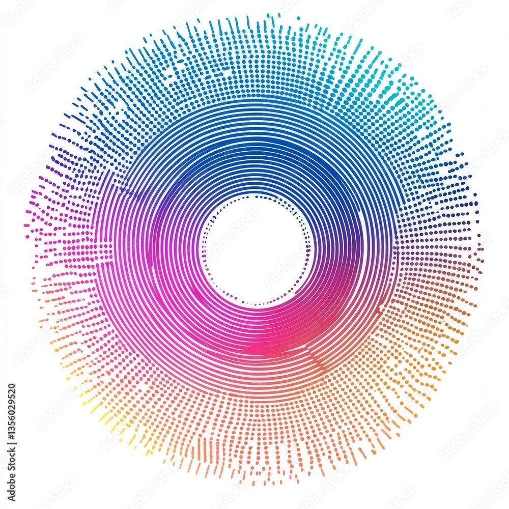 Fototapete Abstract Concentric Circles with Radial Color Gradient, A Mesmerizing Display of Geometric Harmony and Vibrant Color Transition