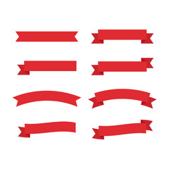 Set of Red Ribbon Banners and Labels - Flat Design Illustration	