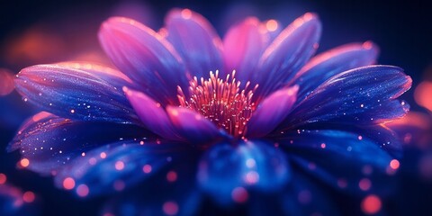 Obraz premium Enchanting flower blossoms with petals colored in blue and pink