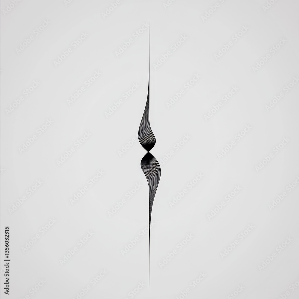 Aufkleber Minimalist Line Art: Abstract Reflection with a Single Vertical Axis on Gray Background.